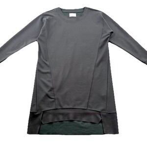 YAYA Black Sweatshirt Dress Asymmetrical Hem Minimalist Quiet Luxury Lagenlook M